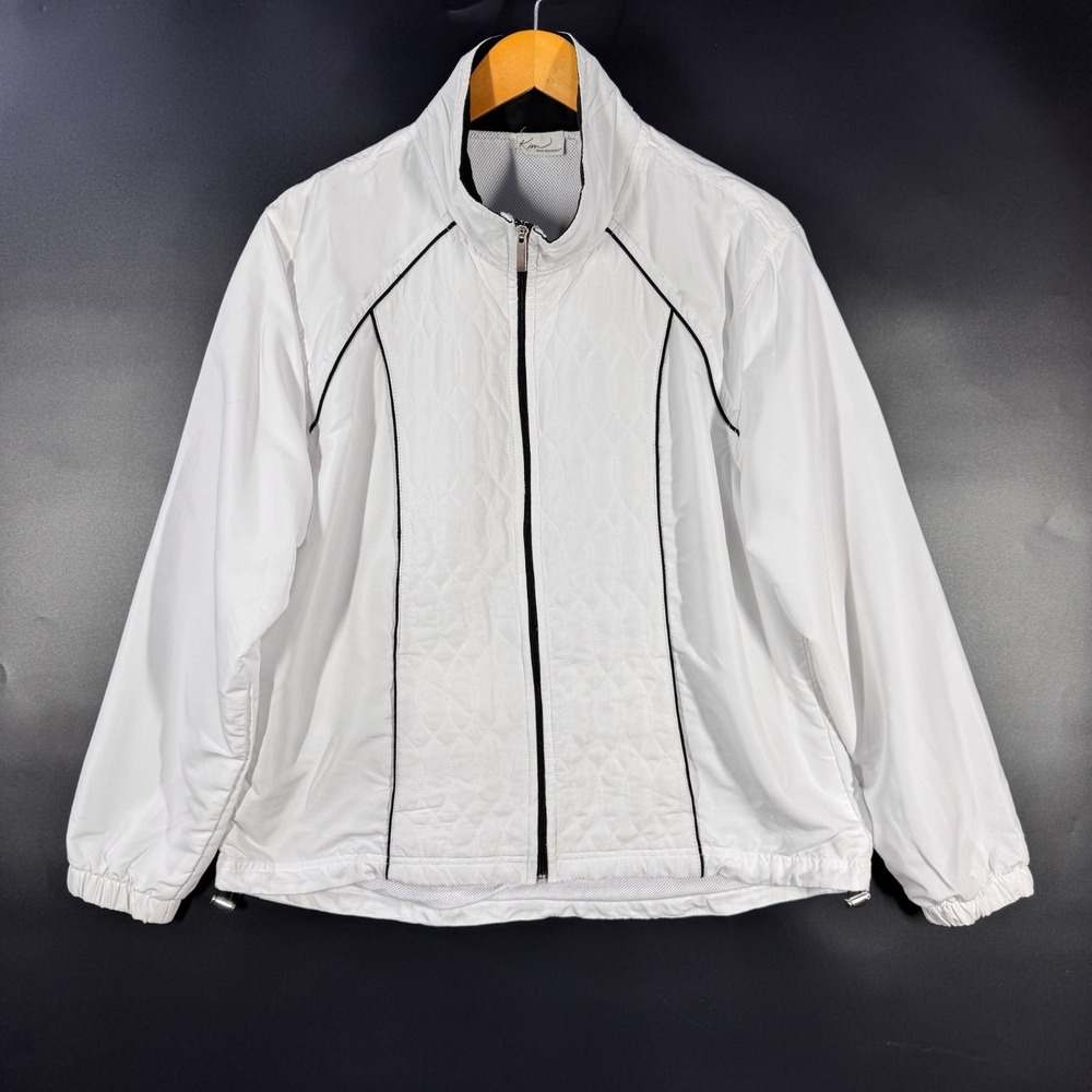 Kim Rogers Jacket Women XL White Lightweight Windbreaker‎ Zip Front Athleisure